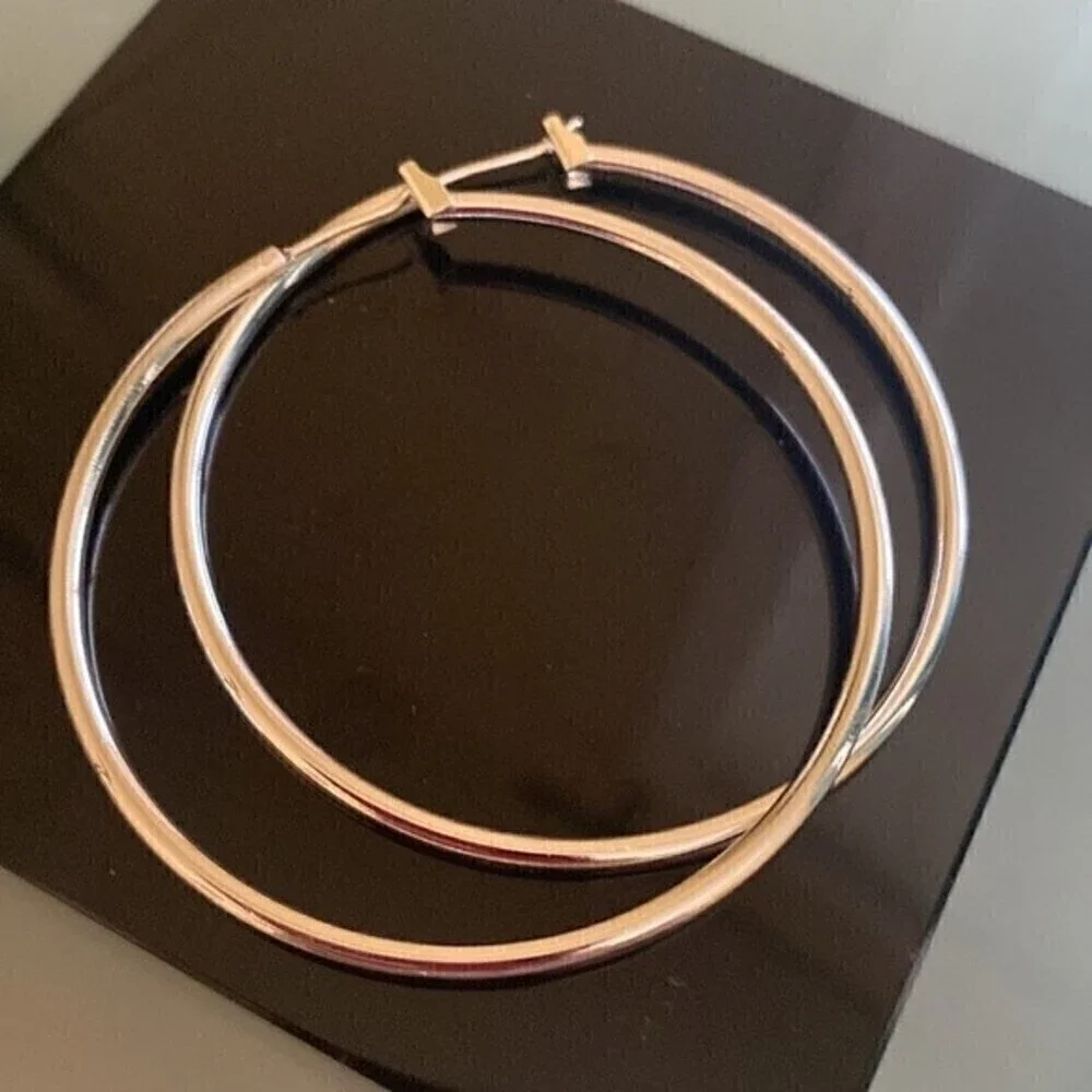 NEW STERLING SILVER Hoop Earrings 2 inch hoop  MSRP: $129